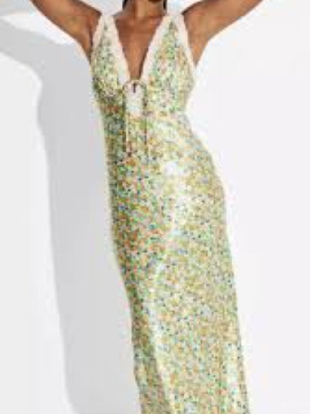 wild fable Floral Lace-Trim Slip Dress in Green, Pink, Orange